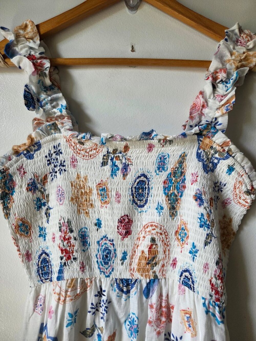 NWOT BLU PEPPER SUMMER PRINTED SMOCKED MAXI DRESS SIZE M - Picture 3 of 15